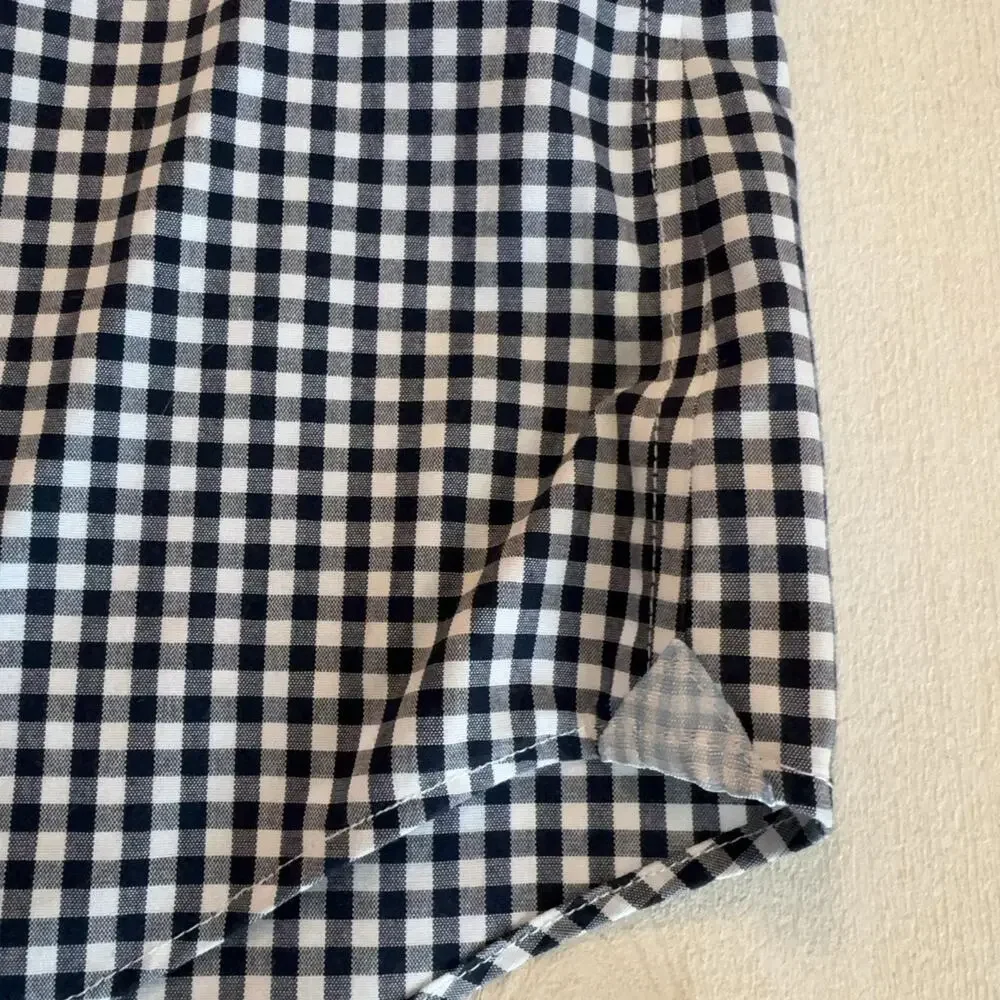 Banana Republic Grant Fit Shirt Mens Slim XL Blue Micro Gingham Non Iron Cotton